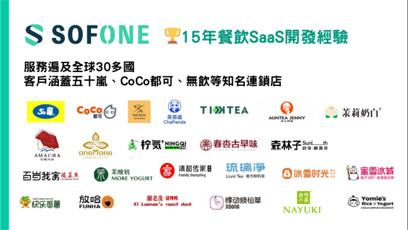 15年餐飲SaaS開發經驗 - 服務遍及30多國，客戶涵蓋五十嵐、CoCo都可等知名連鎖