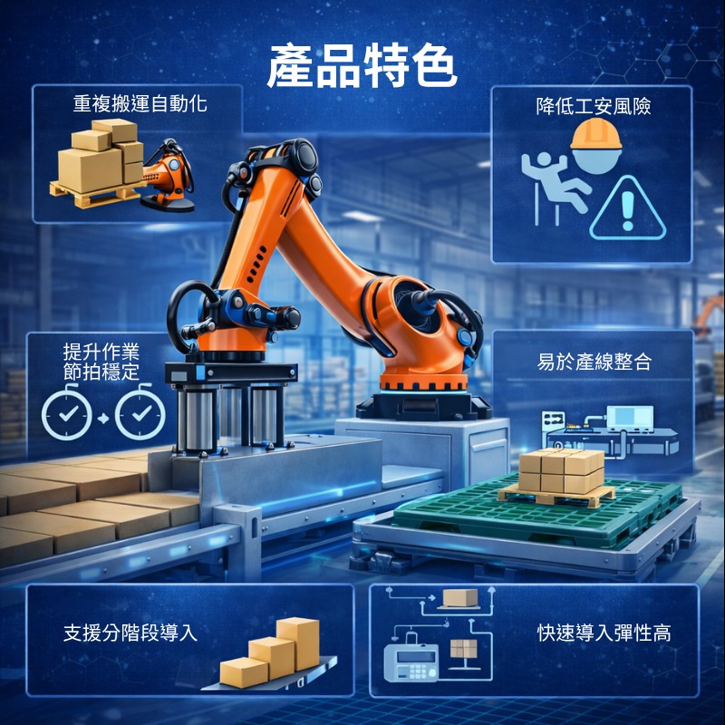 智慧堆棧機器手臂與自動化搬運方案